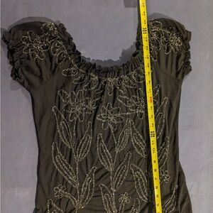 Lauren Michelle Elegant Black Beaded Blouse